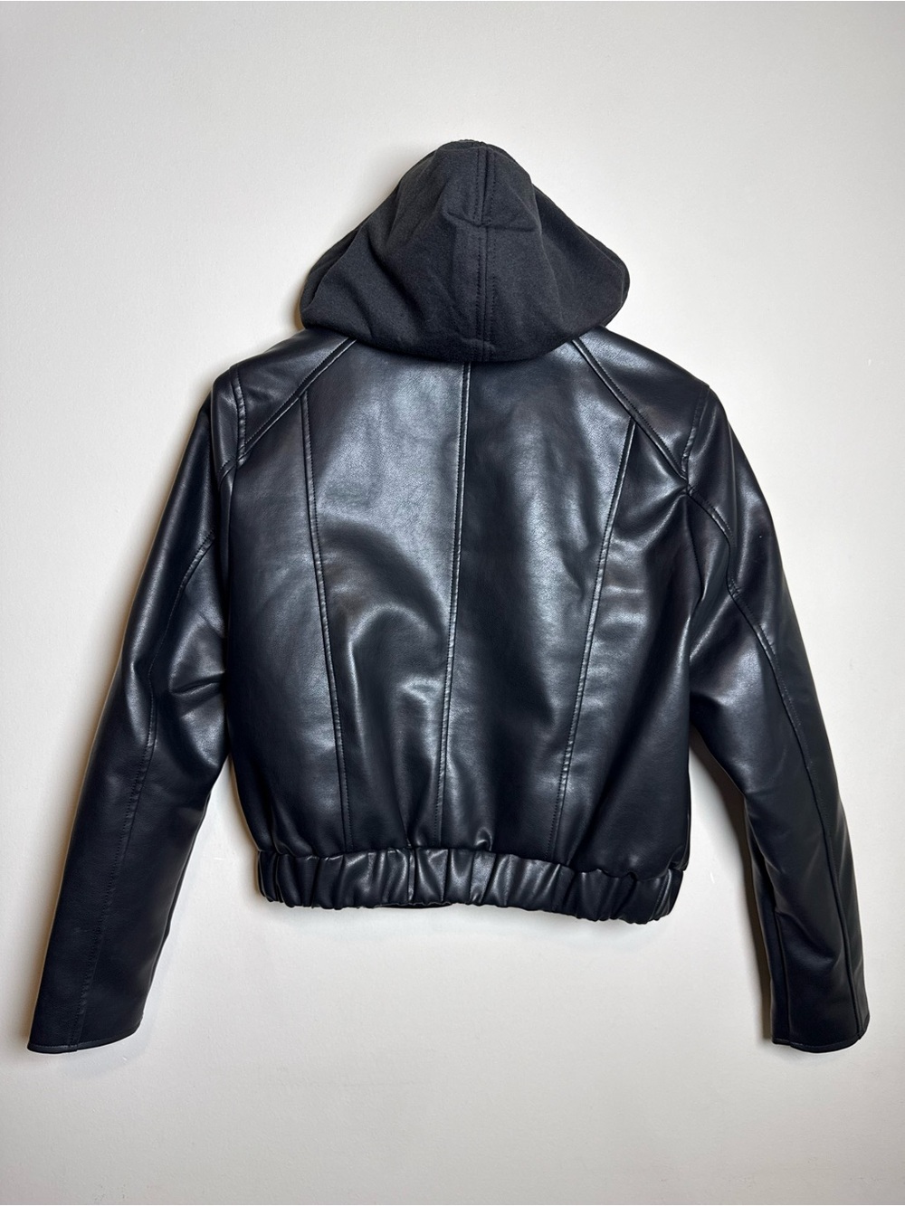 BlankNYC | Faux Leather Moto Jacket with Removable Hood | Black | Size Medium - Picture 3 of 14